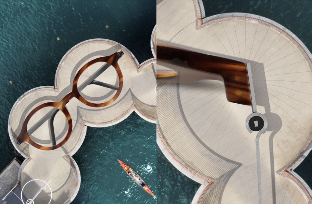 Luxury glasses resting above water
