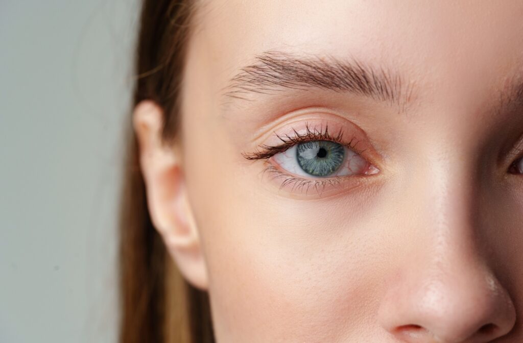 A close up of a blue eye